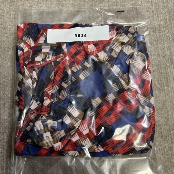 Trina Turk Silk Pleated Sleeveless Shell Top Small USA Red White Blue Geometric - Picture 6 of 6